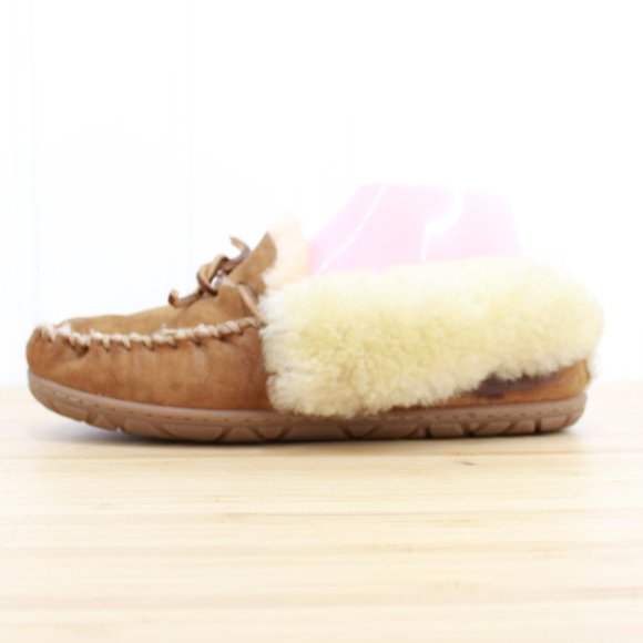 L.L. Bean Shoes - LL BEAN Brown Suede Shearling Lined Wicked Good Moccasin Slippers 7 M